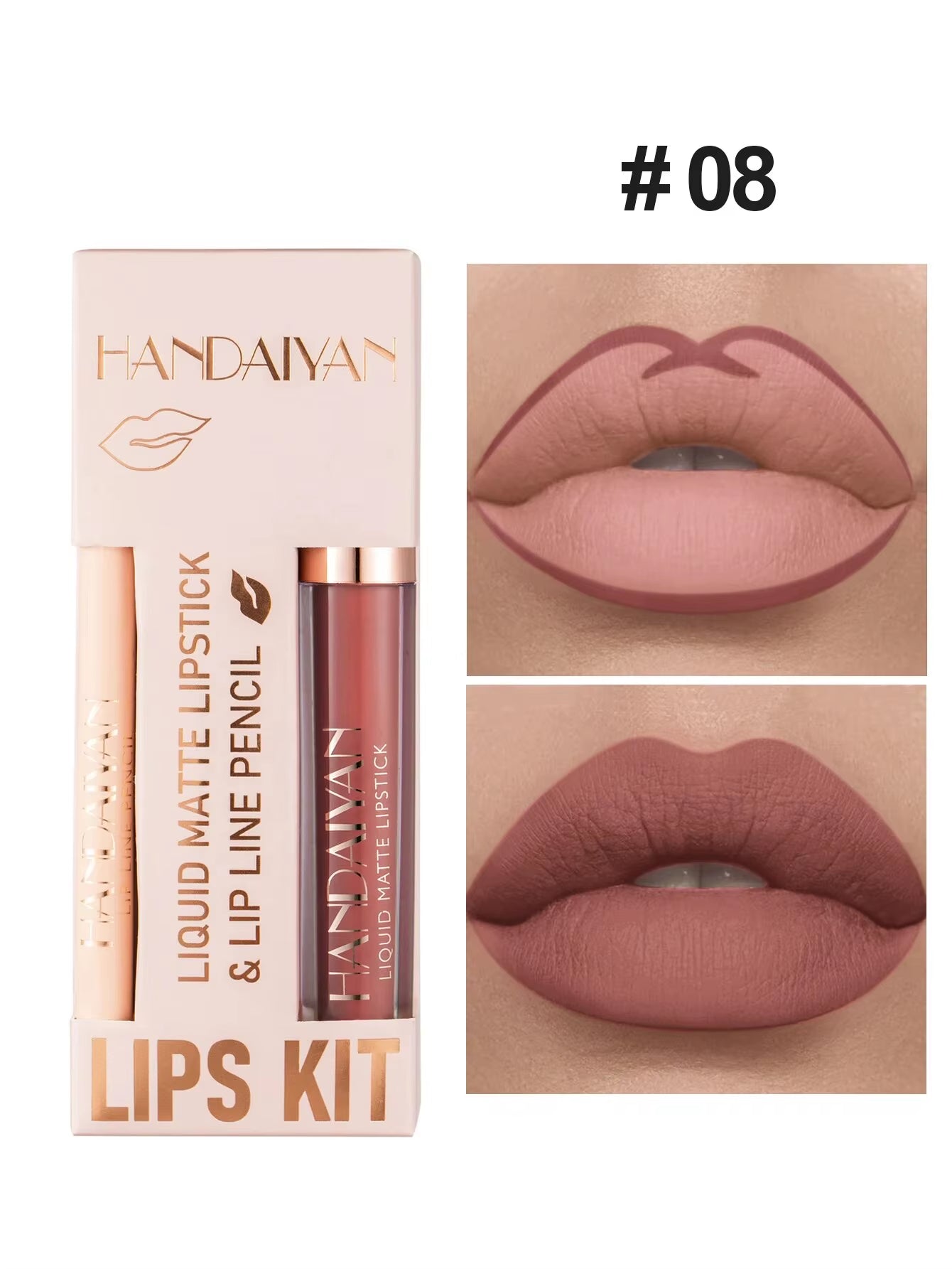 Lip Liner Lipgloss Set Matte Liquid Lipstick Long-Lasting Non-Stick Cup Not Fade Waterproof Nude Cosmetics