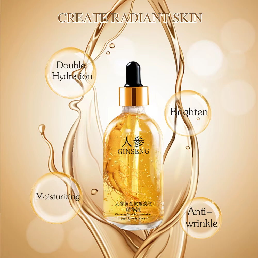 100Ml 24K Gold Ginseng Face Essence anti Aging Soothing Fade Fine Lines Facial Lifting Moisturizing Skin Care Whitening Serum