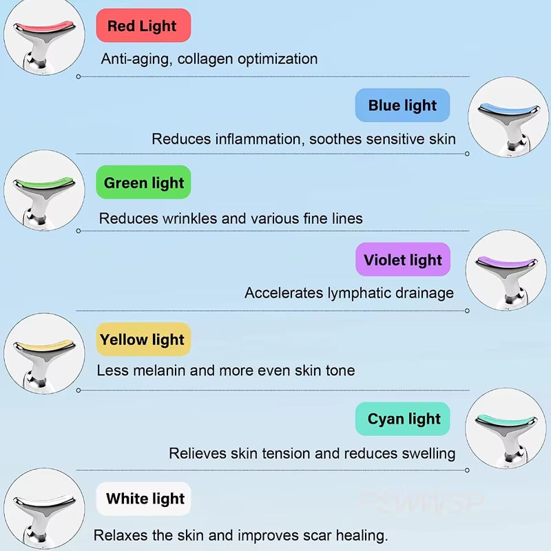 7 Color Neck Beauty Device EMS Face Lifting Massager Double Chin Remover LED Photon anti Wrinkle Skin Tightening Facial Massager