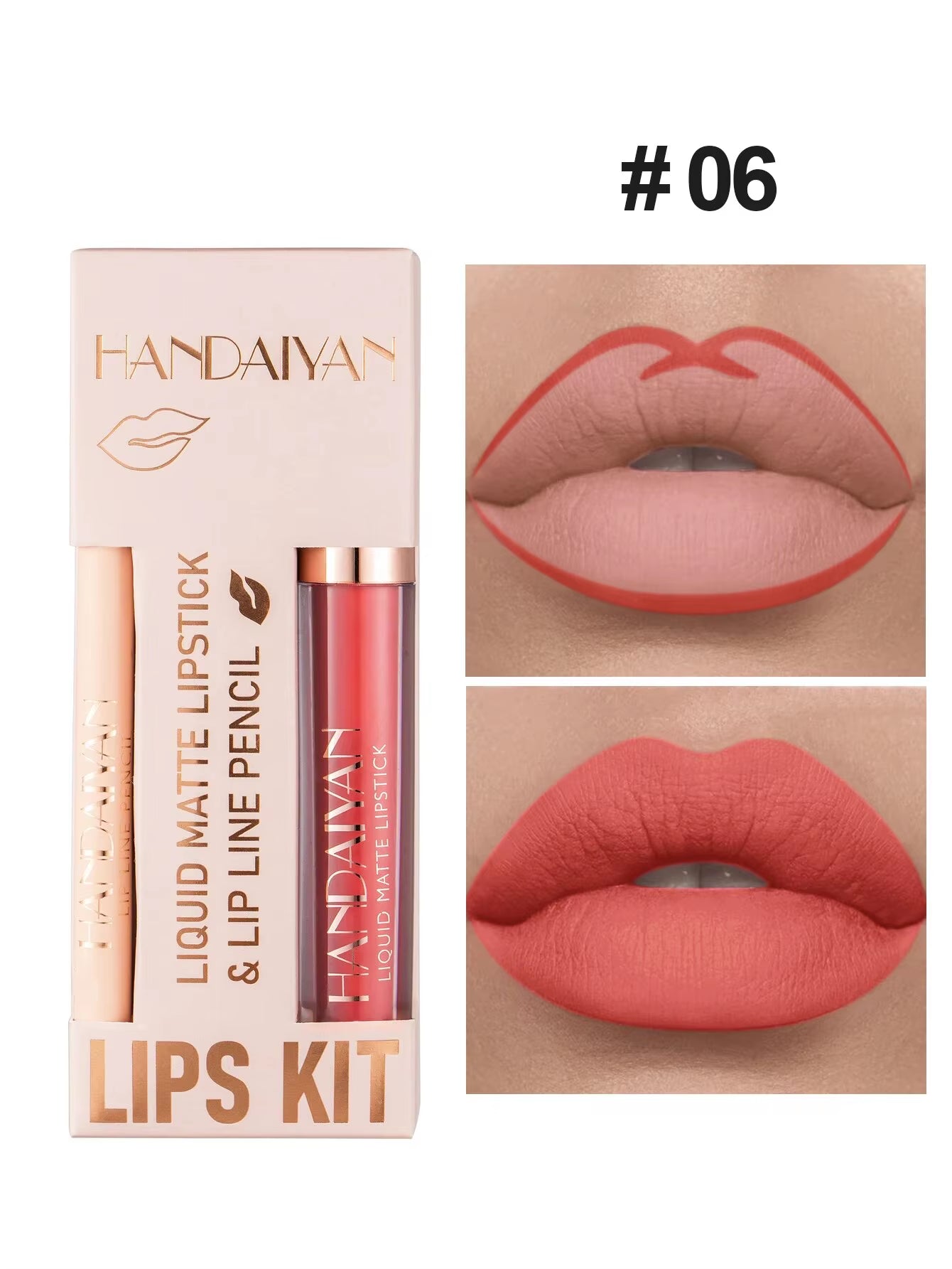 Lip Liner Lipgloss Set Matte Liquid Lipstick Long-Lasting Non-Stick Cup Not Fade Waterproof Nude Cosmetics