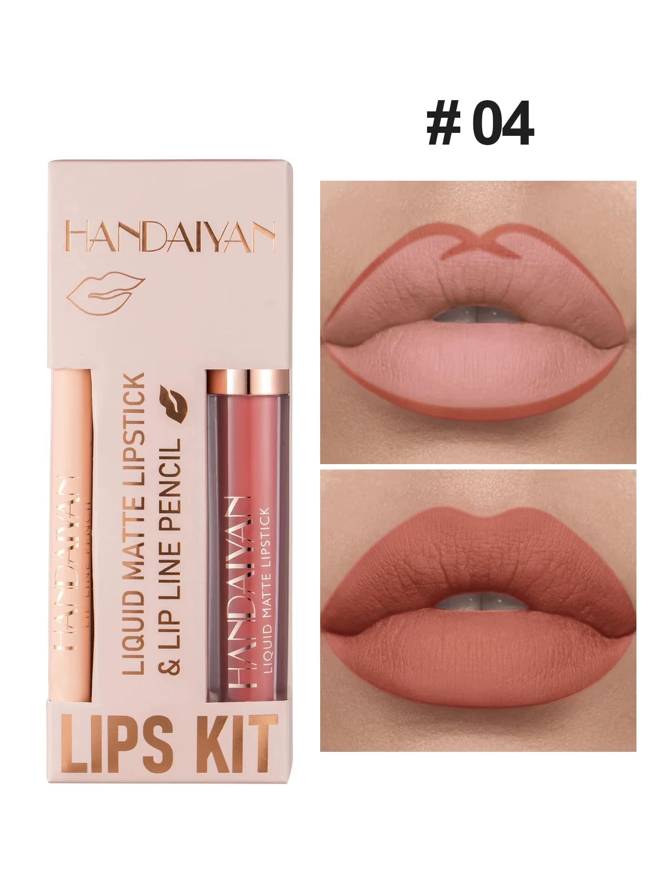 Lip Liner Lipgloss Set Matte Liquid Lipstick Long-Lasting Non-Stick Cup Not Fade Waterproof Nude Cosmetics