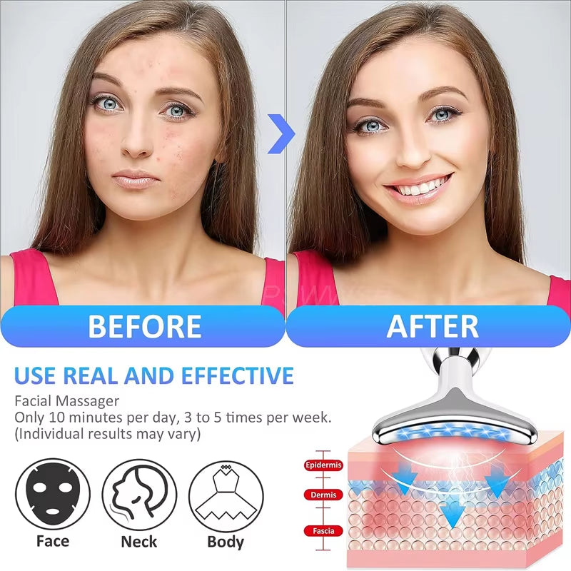 7 Color Neck Beauty Device EMS Face Lifting Massager Double Chin Remover LED Photon anti Wrinkle Skin Tightening Facial Massager