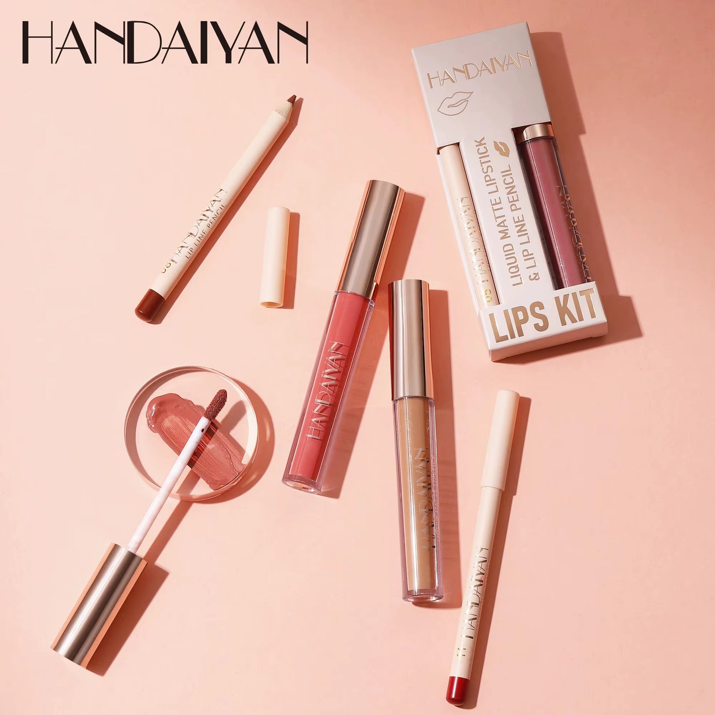 Lip Liner Lipgloss Set Matte Liquid Lipstick Long-Lasting Non-Stick Cup Not Fade Waterproof Nude Cosmetics