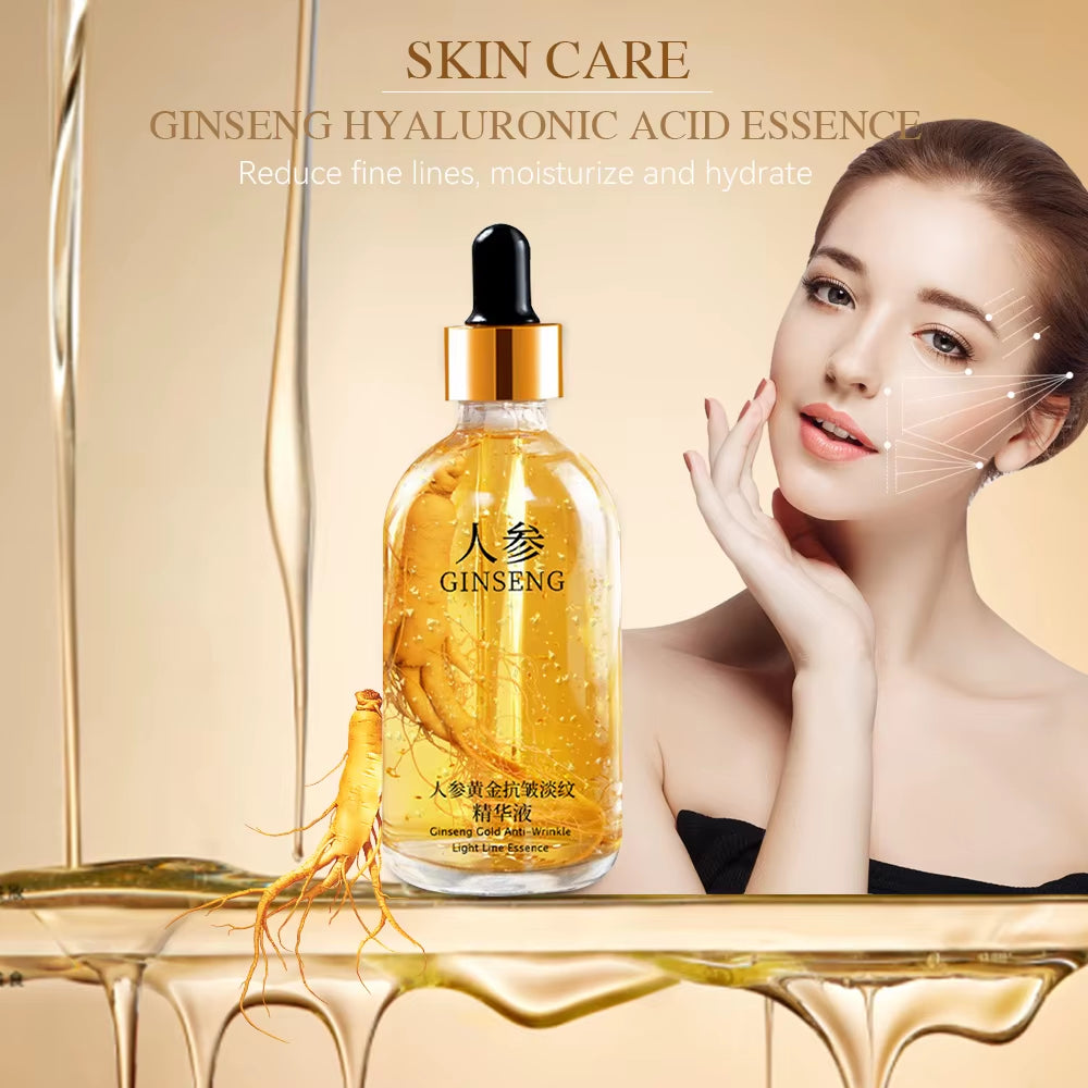 100Ml 24K Gold Ginseng Face Essence anti Aging Soothing Fade Fine Lines Facial Lifting Moisturizing Skin Care Whitening Serum
