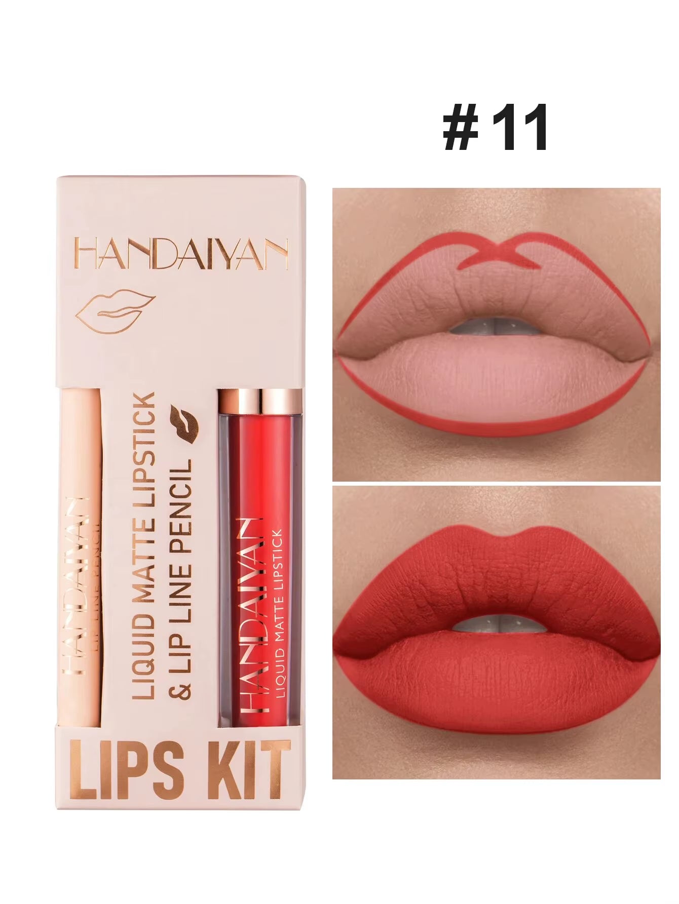 Lip Liner Lipgloss Set Matte Liquid Lipstick Long-Lasting Non-Stick Cup Not Fade Waterproof Nude Cosmetics