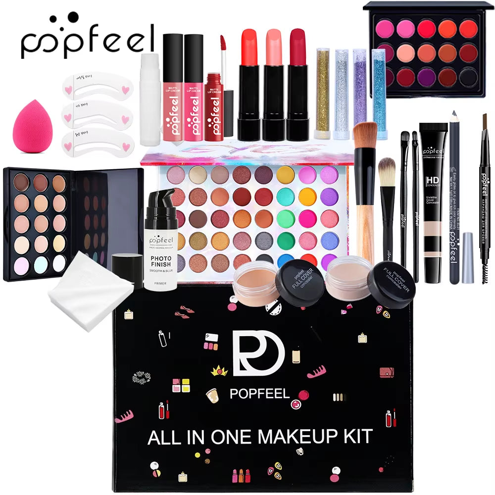 All in One Makeup Kit, Gift for Girls Teen Women Include Eyeshadow Foundation Lipgloss Lipstick Primer