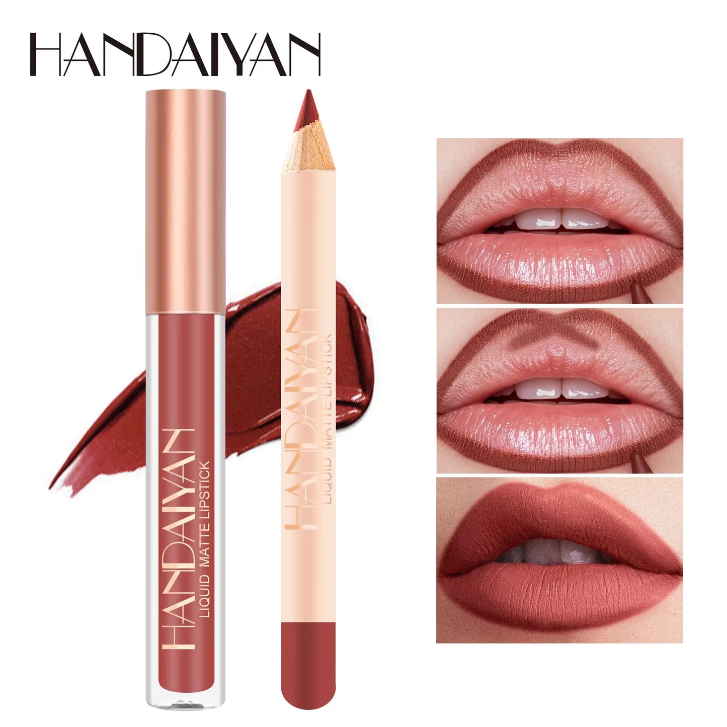 Lip Liner Lipgloss Set Matte Liquid Lipstick Long-Lasting Non-Stick Cup Not Fade Waterproof Nude Cosmetics