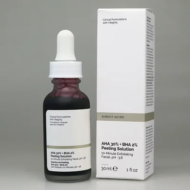New 2024 30Ml AHA 30% + BHA 2% Face Makeup Peeling Solution Shrinking Pore Serum Ordinary Repair Hyaluronic Acid Face Skin Care