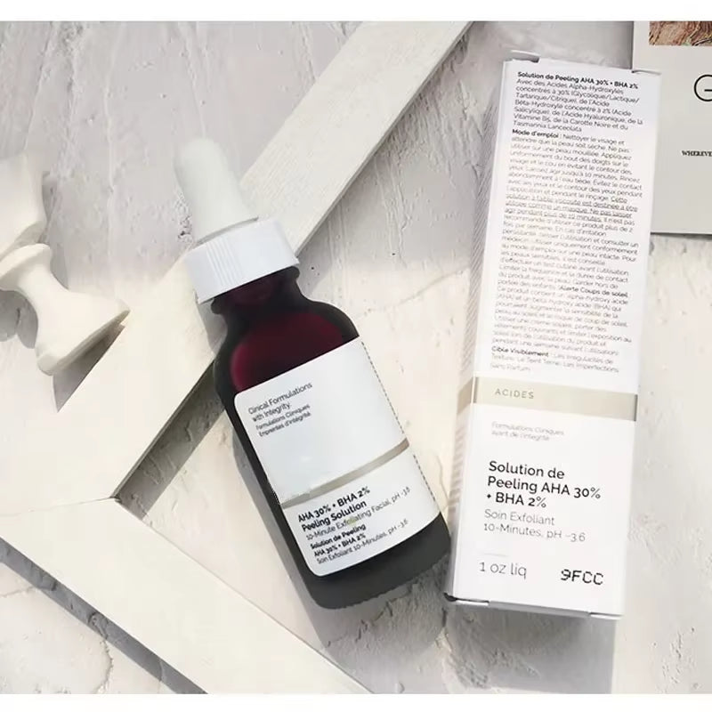 New 2024 30Ml AHA 30% + BHA 2% Face Makeup Peeling Solution Shrinking Pore Serum Ordinary Repair Hyaluronic Acid Face Skin Care