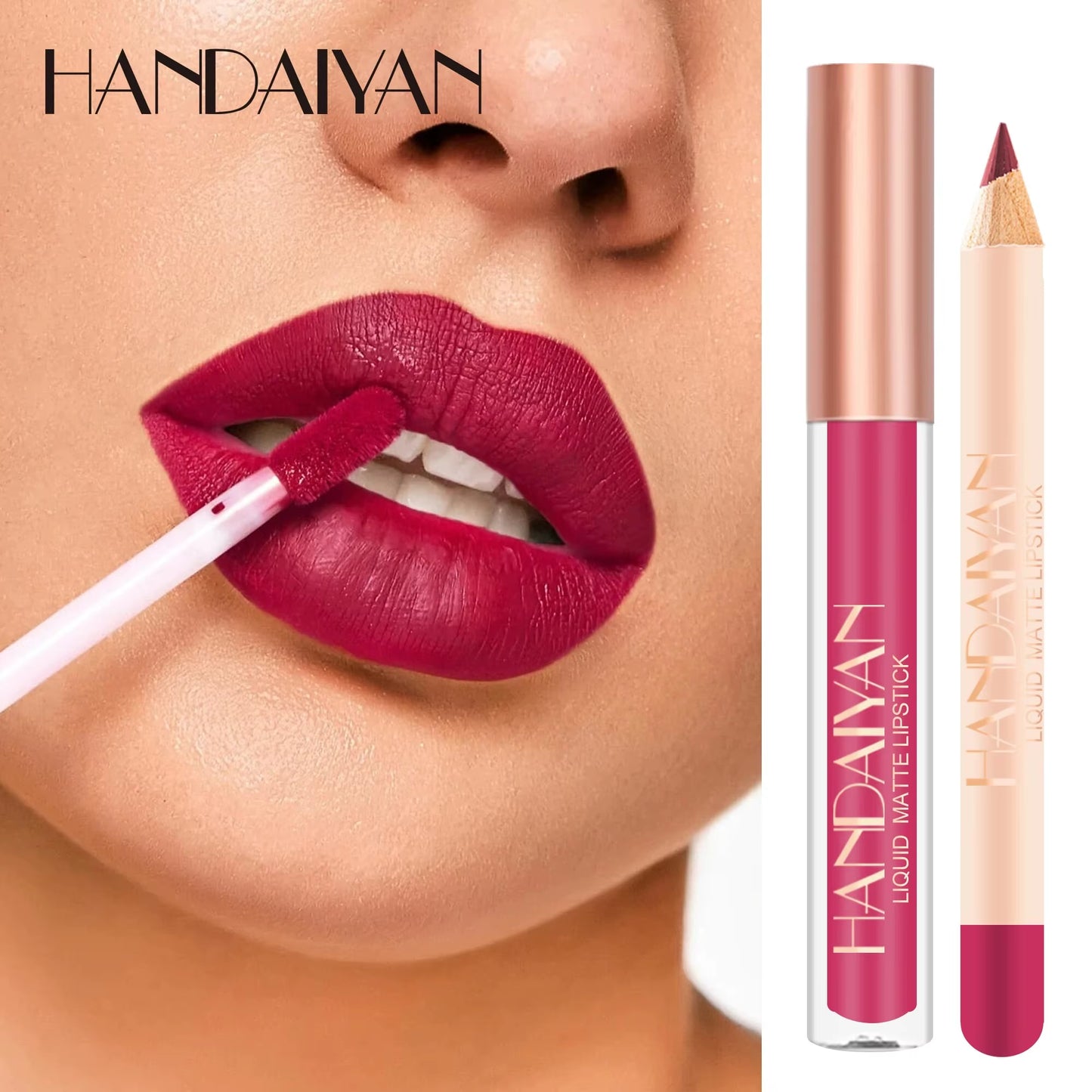 Lip Liner Lipgloss Set Matte Liquid Lipstick Long-Lasting Non-Stick Cup Not Fade Waterproof Nude Cosmetics