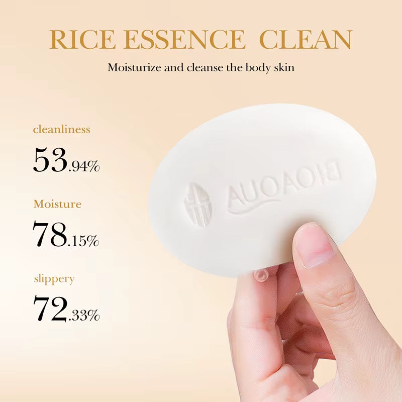 BIOAQUA White Rice Raw Pulp Facial Soap Face Wash Foam Facial Cleanser Moisturizing Oil Control Body Bathing Handmade Soap