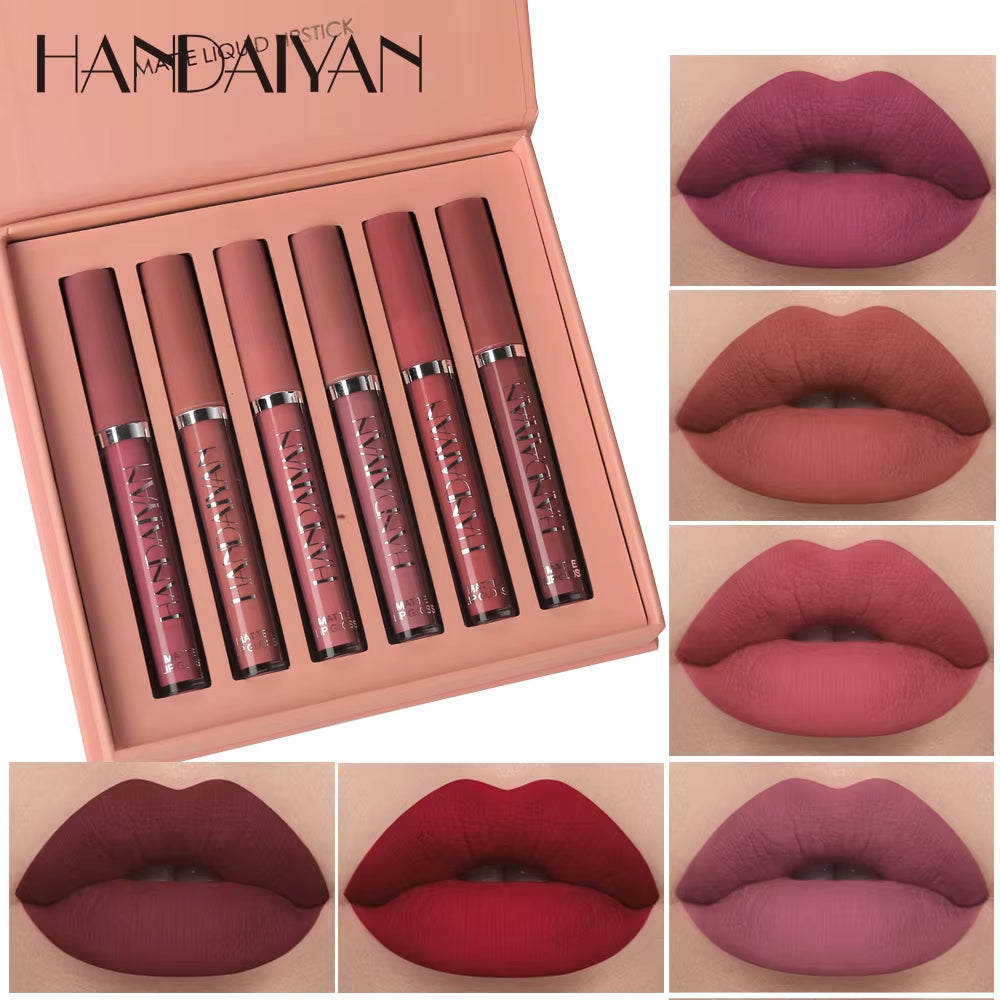 Set of 6 Nonstick Cup Liquid Lipstick , Long-Lasting Lip Gloss Gift Box – Matte Finish Lip Gloss, Resistant to Fading