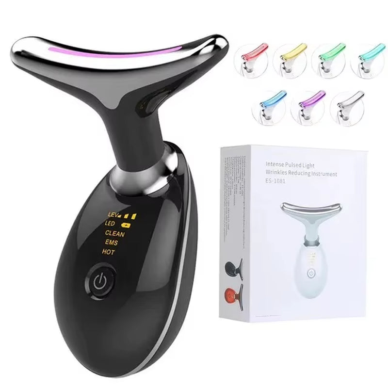 7 Color Neck Beauty Device EMS Face Lifting Massager Double Chin Remover LED Photon anti Wrinkle Skin Tightening Facial Massager