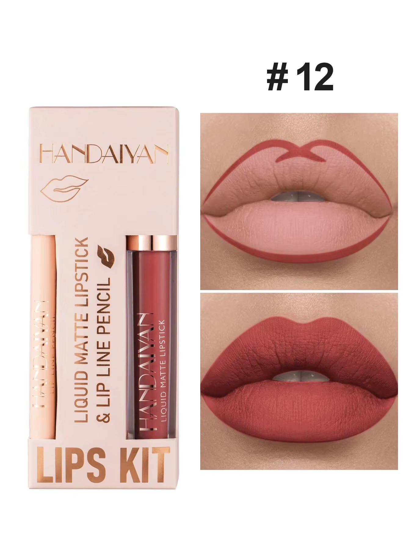 Lip Liner Lipgloss Set Matte Liquid Lipstick Long-Lasting Non-Stick Cup Not Fade Waterproof Nude Cosmetics