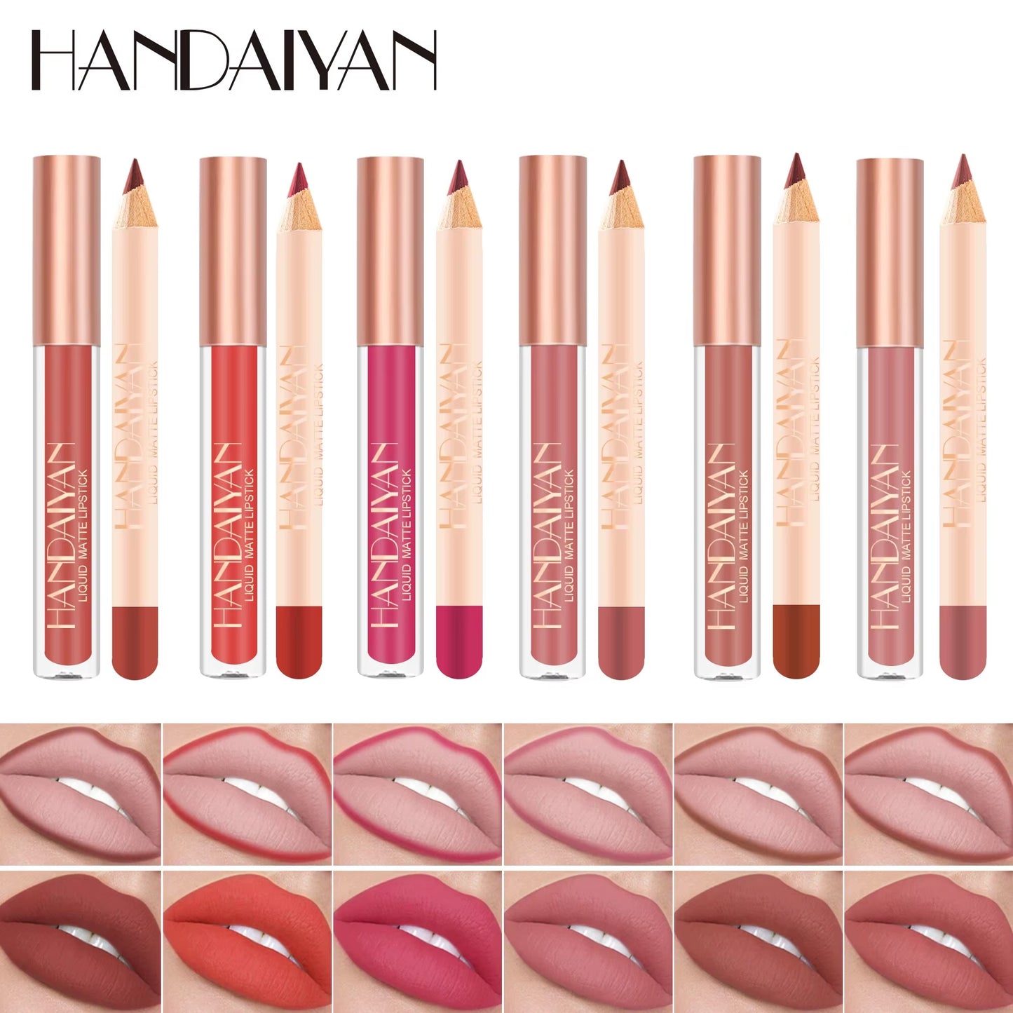 Lip Liner Lipgloss Set Matte Liquid Lipstick Long-Lasting Non-Stick Cup Not Fade Waterproof Nude Cosmetics