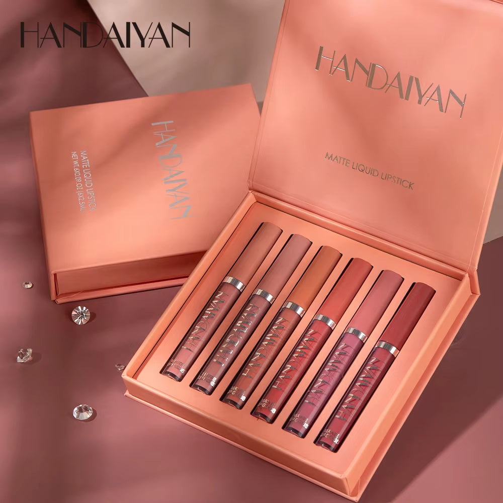 Set of 6 Nonstick Cup Liquid Lipstick , Long-Lasting Lip Gloss Gift Box – Matte Finish Lip Gloss, Resistant to Fading