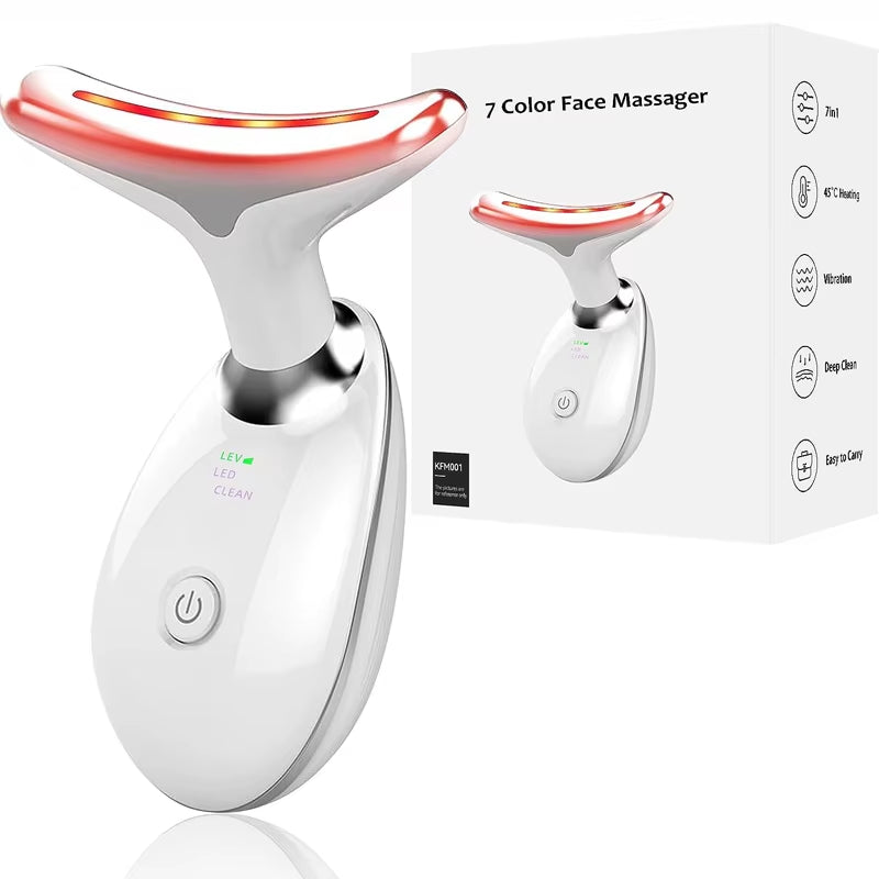 7 Color Neck Beauty Device EMS Face Lifting Massager Double Chin Remover LED Photon anti Wrinkle Skin Tightening Facial Massager
