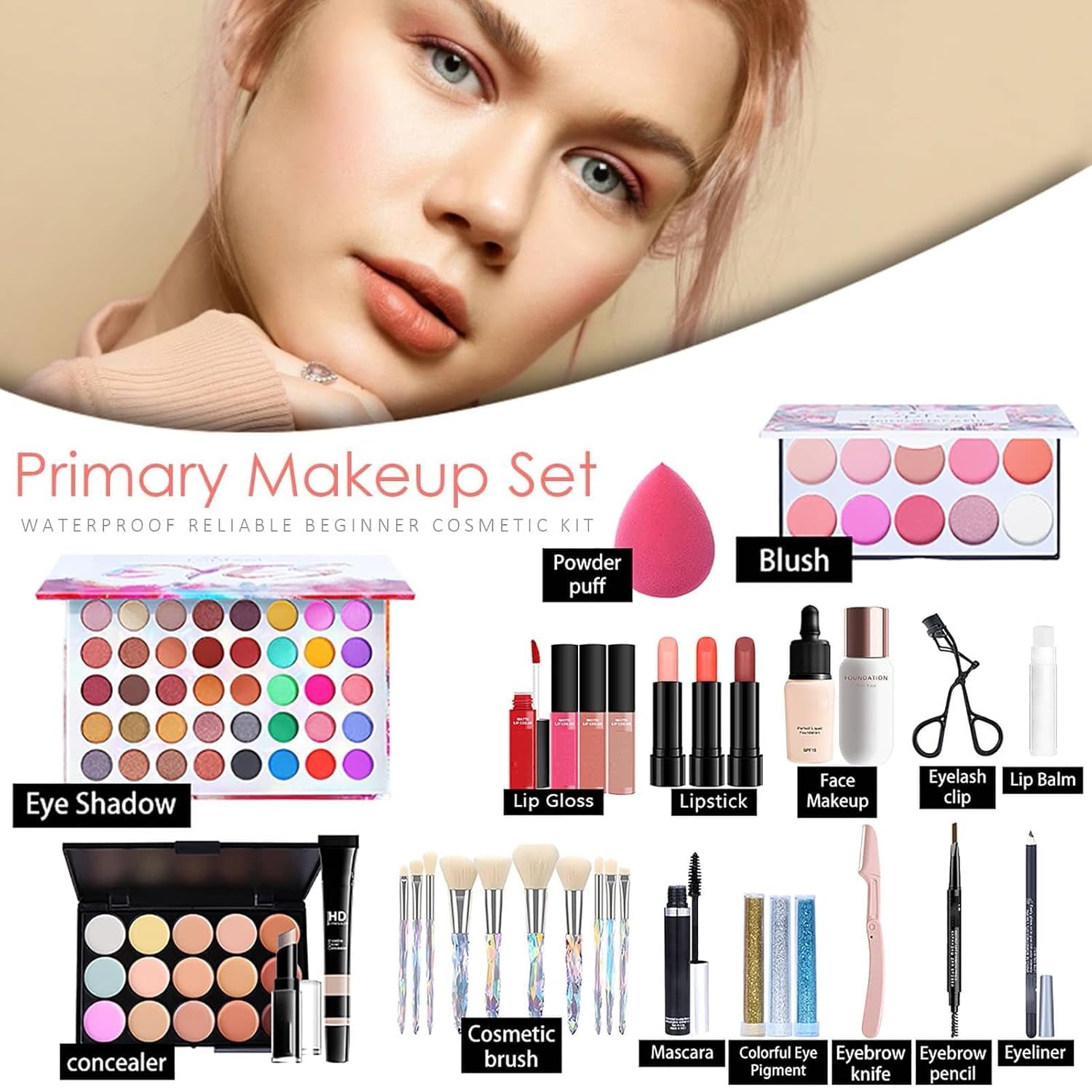 All-In-One-Make-Up-Set – Komplettes Make-Up-Set Für Frauen Und Mädchen, All-In-One-Make-Up-Sets Für Anfänger, Professionelles Make-Up-Set, Beauty-Geschenkset, Inkl