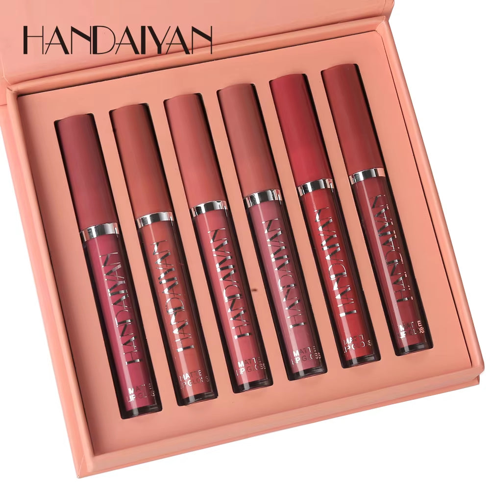Set of 6 Nonstick Cup Liquid Lipstick , Long-Lasting Lip Gloss Gift Box – Matte Finish Lip Gloss, Resistant to Fading