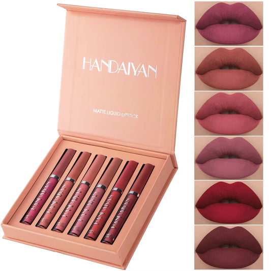 Set of 6 Nonstick Cup Liquid Lipstick , Long-Lasting Lip Gloss Gift Box – Matte Finish Lip Gloss, Resistant to Fading